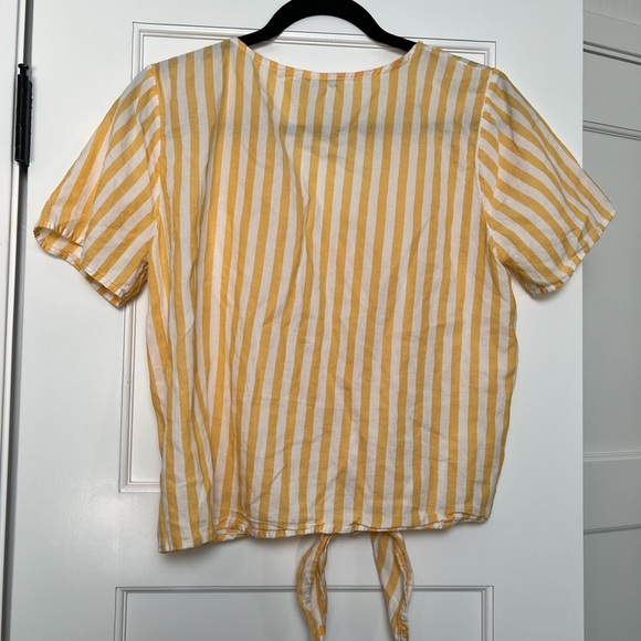 Madewell Agency Tie-Front Button Top in Pompano Stripe (M) - Picture 5 of 6